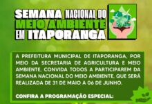 Photo of Itaporanga divulga programação da Semana do Meio Ambiente