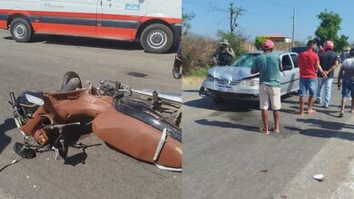 Photo of Colisão entre carro e moto deixa duas pessoas feridas, uma delas em estado grave, em Conceição