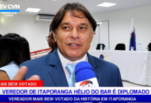 Photo of Vereador mais bem votado da historia de Itaporanga Hélio do Bar é diplomado pela justiça